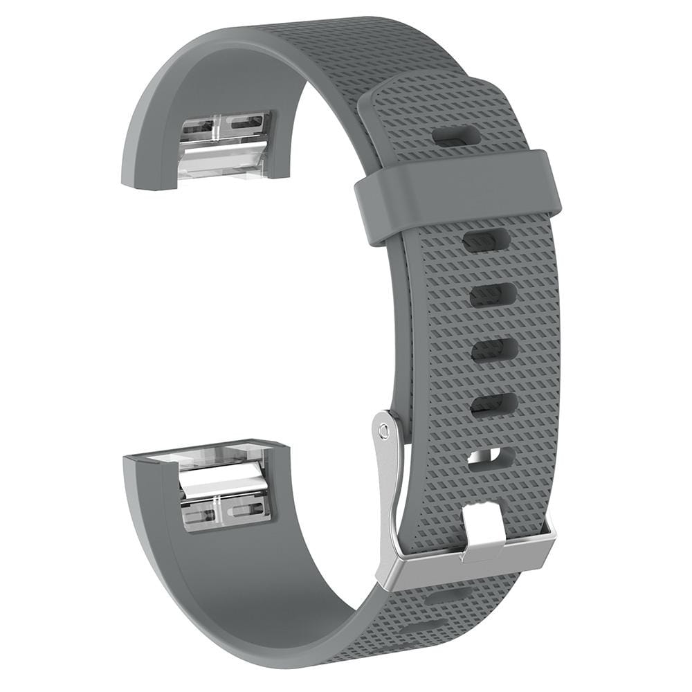 For Fitbit Charge 2 Common Texture Silicone Replacement Wrist Strap Watchband with Buckle, Size:S (Grey)