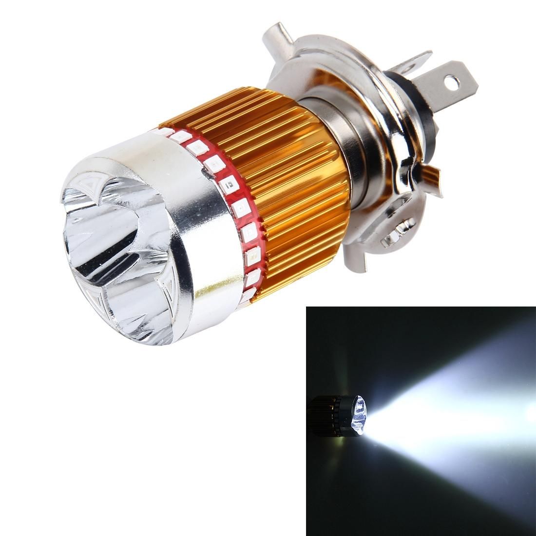 H4 9W 900 LM 6000K Static + Strobe Light Motorcycle Headlight Lamp with 3 COB White Light Lamps and Red Light+Pink Light+Blue Light LED Lamps, DC 12-30V