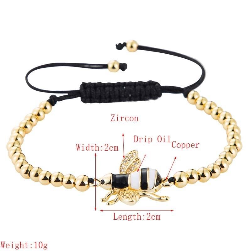 2 PCS Women Colorful Zircon Bee Bracelets Pull Braided Bracelets