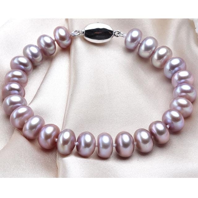 Women Natural Freshwater Pearl Bracelets Jewelry, Length:7-8mm (purple pearl)