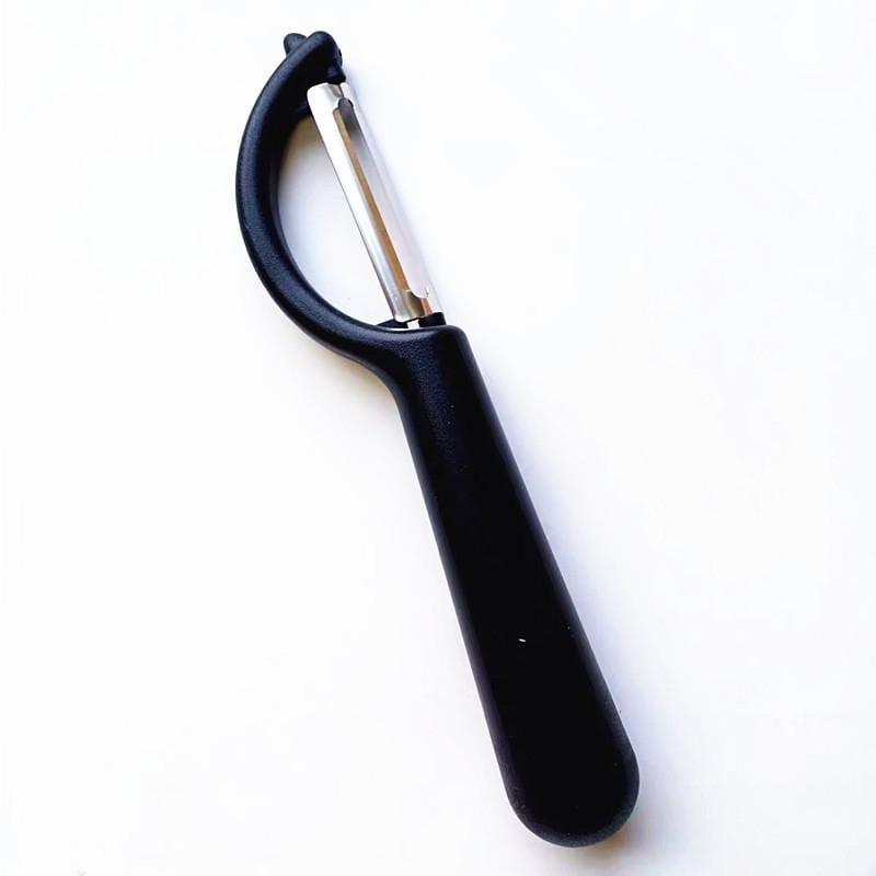 4 PCS Stainless Steel Round Handle Peeler Sugar Cane Scraper  Fruit Plane (Black)