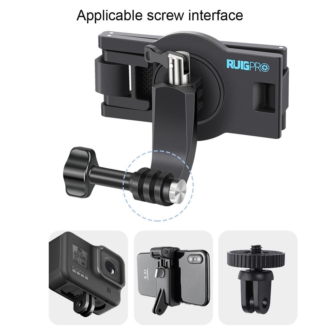 RUIGPRO 360 Degree Rotating Quick Release Strap Mount Shoulder Backpack Mount for GoPro HERO9 Black / HERO8 Black /7 /6 /5 /5 Session /4 Session /4 /3+ /3 /2 /1, and Other Action Cameras (Black)