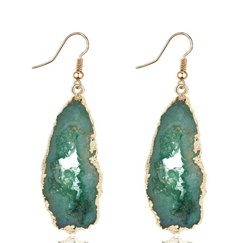 3 Pairs Chic Stone Hollow Resin Earrings Big Drop Earrings For Women Statement Jewelry Gifts (Green)
