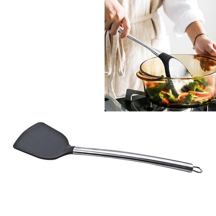 kn605 Stainless Steel Handle Silicone Slice High Temperature Resistance Cooking Slice (Grey)