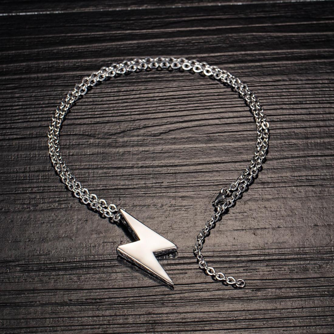 OPK 1690 Men Titanium Steel Retro Wild Lightning Necklace Street Personality Jewelry (Pendant+Chain)