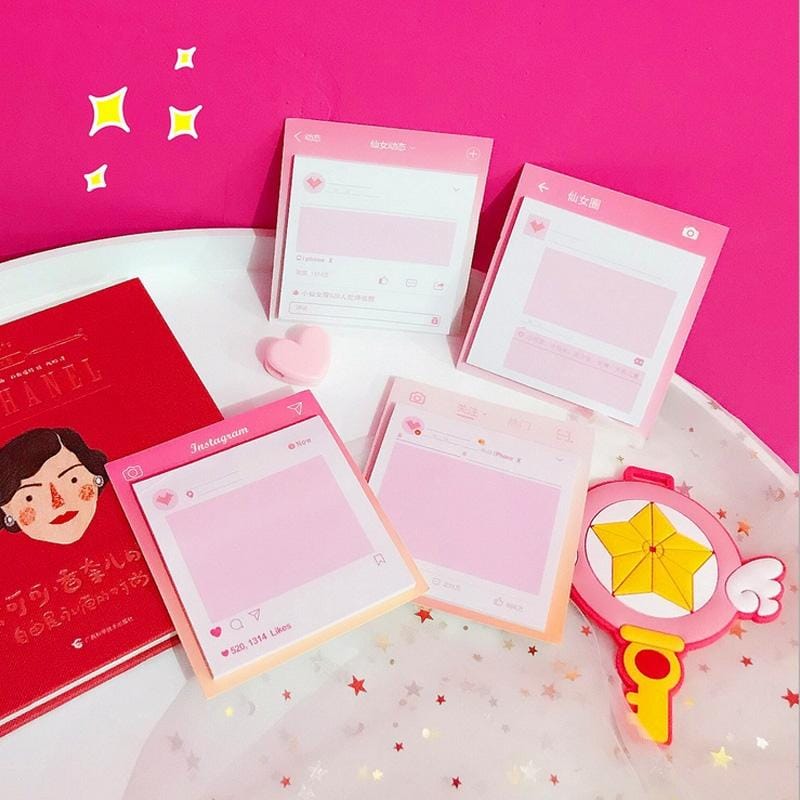 4 PCS Lovely Pink Circle of Friends Memo Pad Planner Sticky Notes Paper Sticker Notepad Kawaii Stationery (INS)