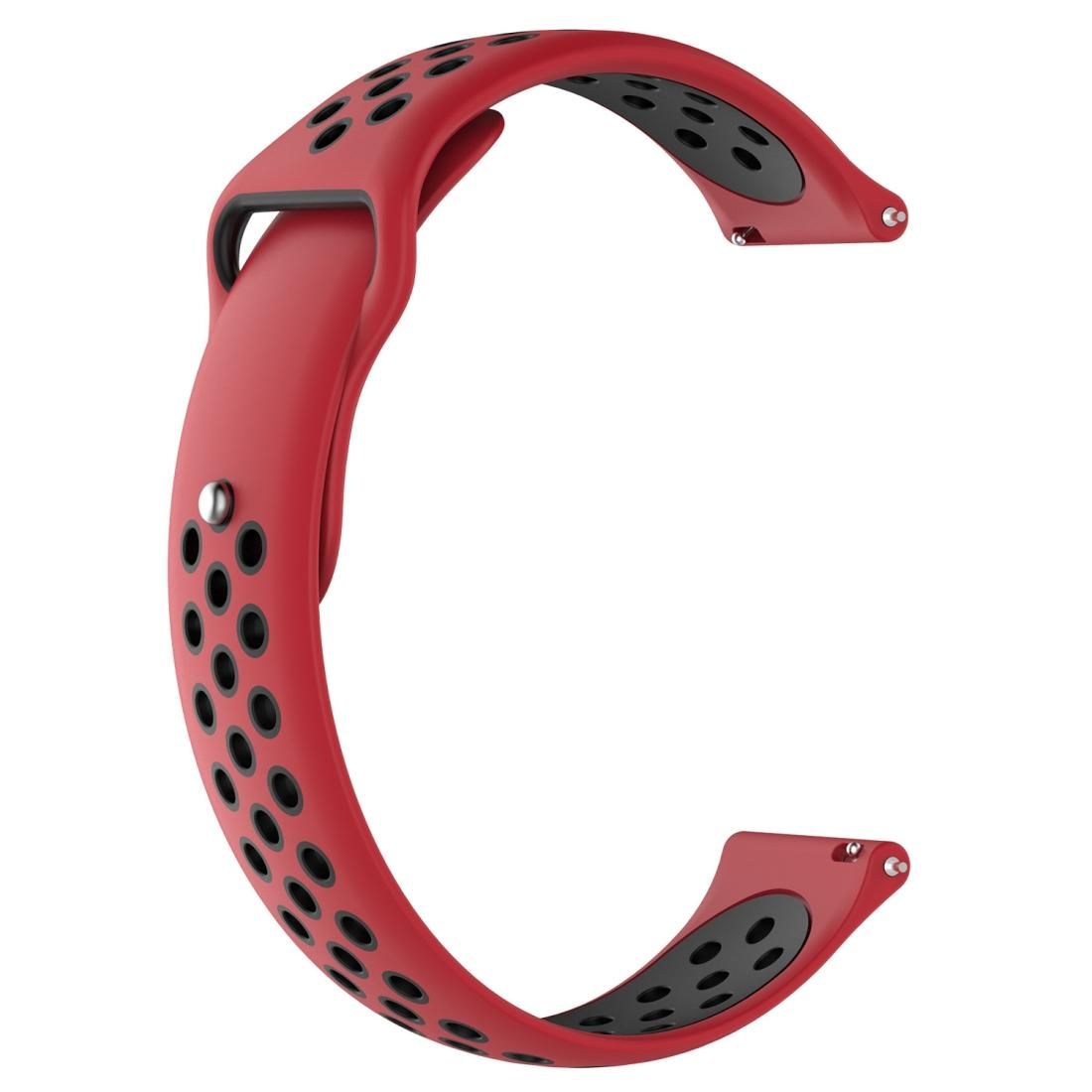 Double Color Wrist Strap Watch Band for Galaxy S3 Ticwatch Pro (Red Black)