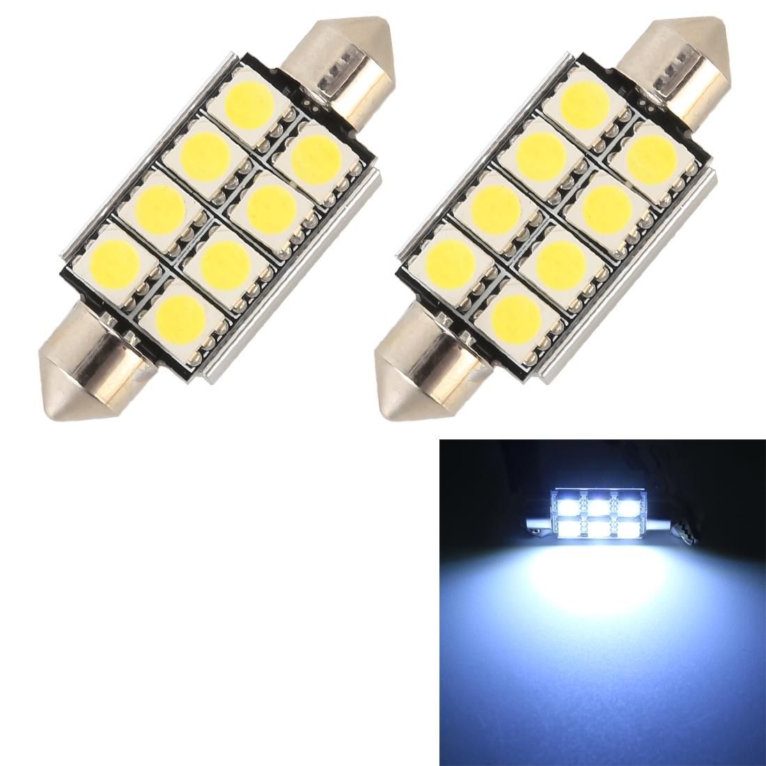 10 PCS 41mm DC12V / 2W / 7000K / 80LM 8LEDs SMD-5050 Car Reading Lamp (White Light)