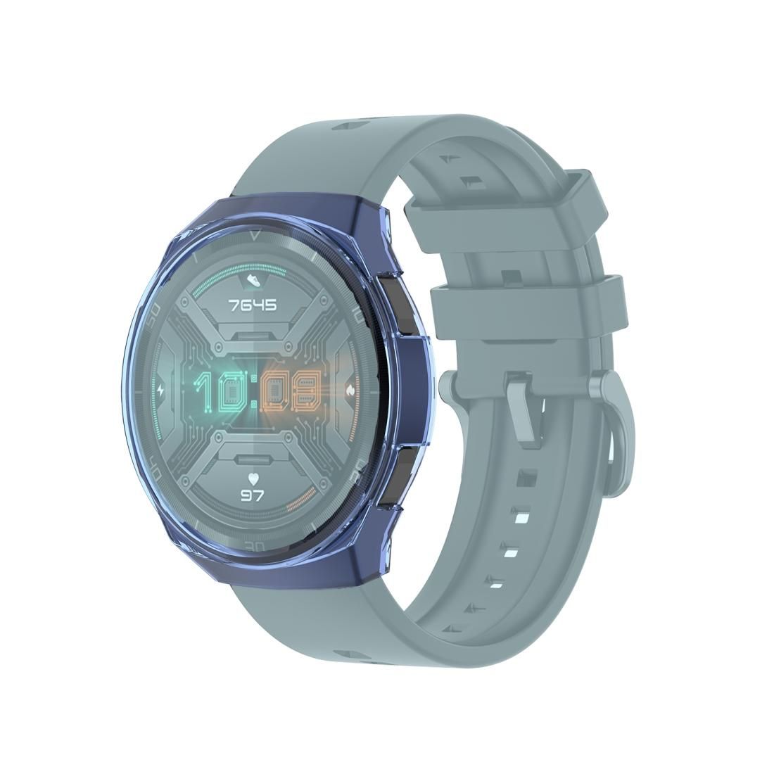 For Huawei Watch GT 2e Transparent TPU Silicone Watch Case (Transparent Blue)