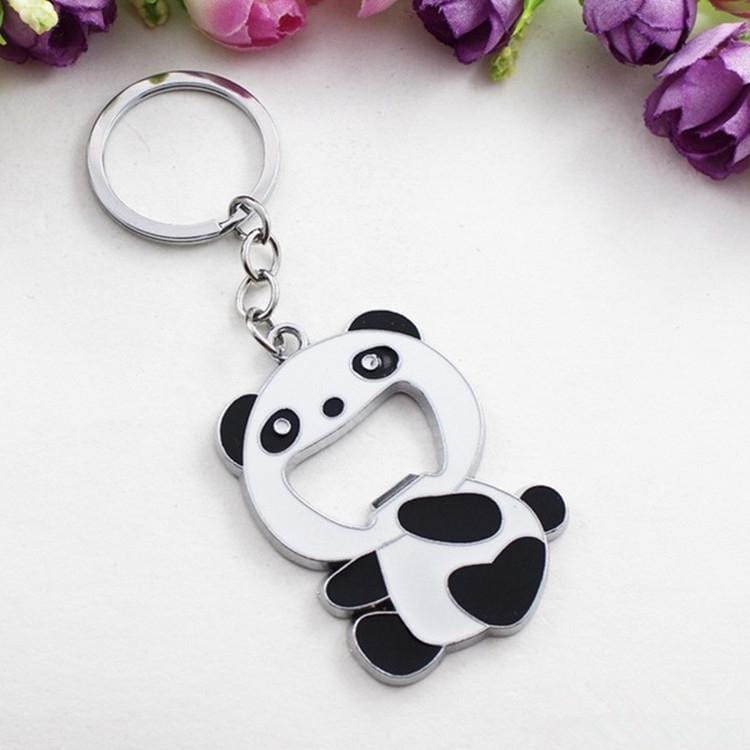 2 PCS Cartoon Animal Shape Beer Bottle Opening Tool Opener Panda Keychain Pendant