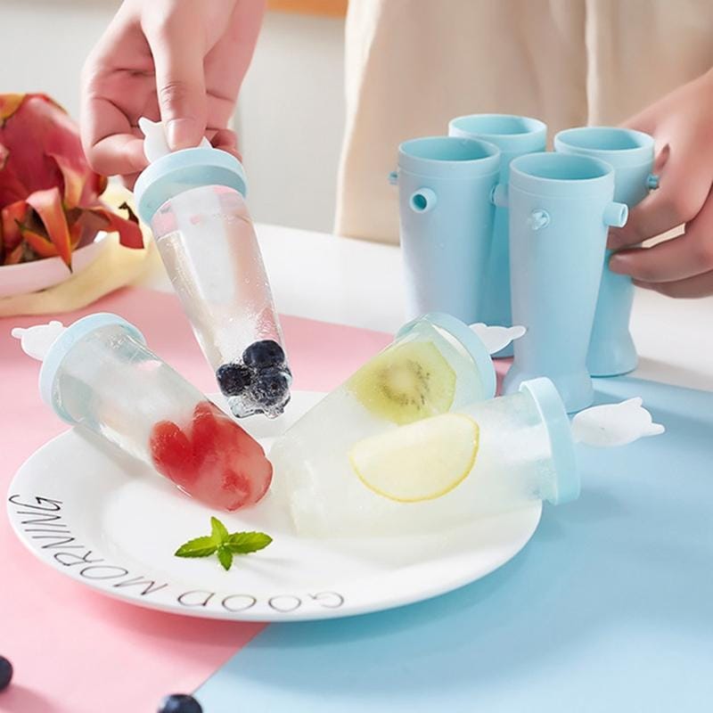 Home Cartoon Animal Homemade Cute DIY Popsicle Ice Cream Mold, Style:Flat (Blue)