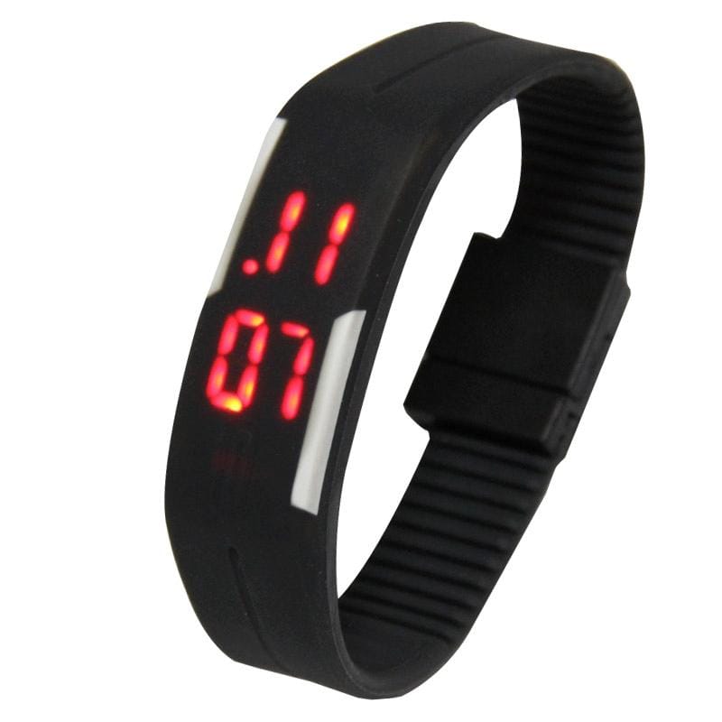 Fashion Waterproof Silicone Bracelet Watch with LED Display (Magenta)