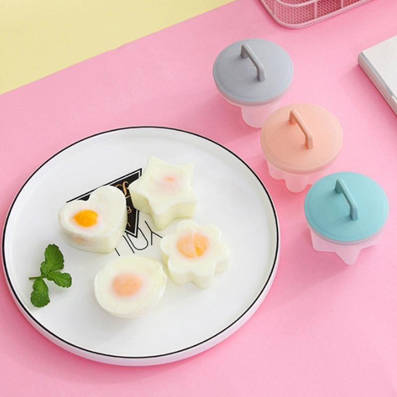 4 in 1 Home Creative Kitchen Steaming Egg Set with Oil Brush (Pink)