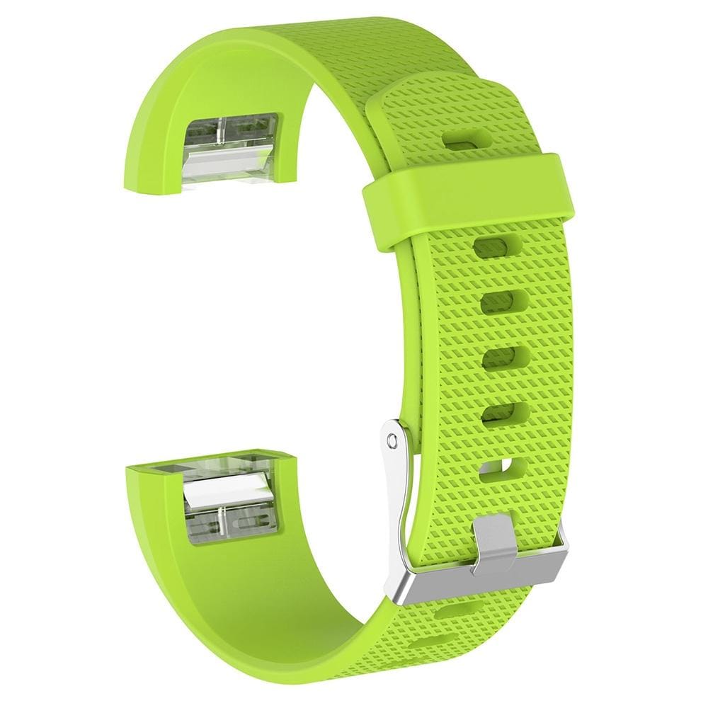 For Fitbit Charge 2 Common Texture Silicone Replacement Wrist Strap Watchband with Buckle, Size:L (Lime Green)