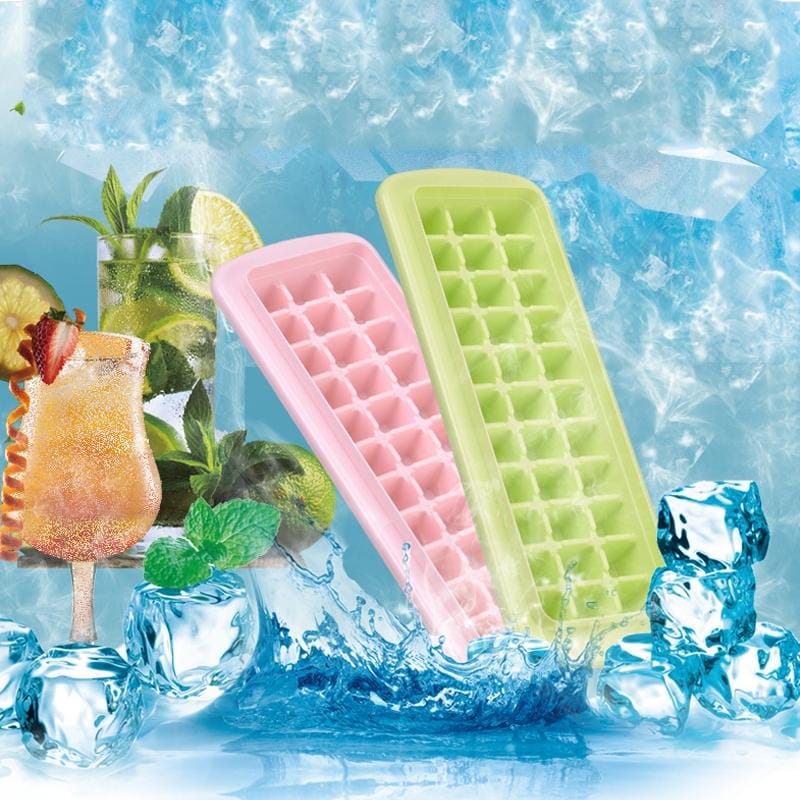 Creative 33 Grid DIY Ice Cube Box Plastic Homemade Ice Cube Mould with Cover & Shovel (Blue)