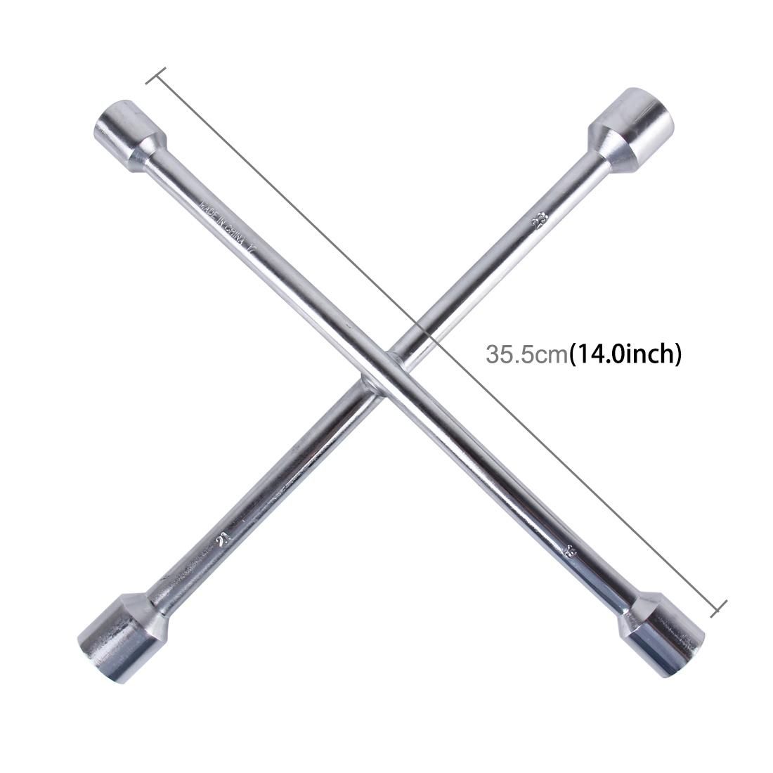 Compact Universal Tire Iron Lug Wrench with 17mm 19mm 21mm 23mm Socket Adapters