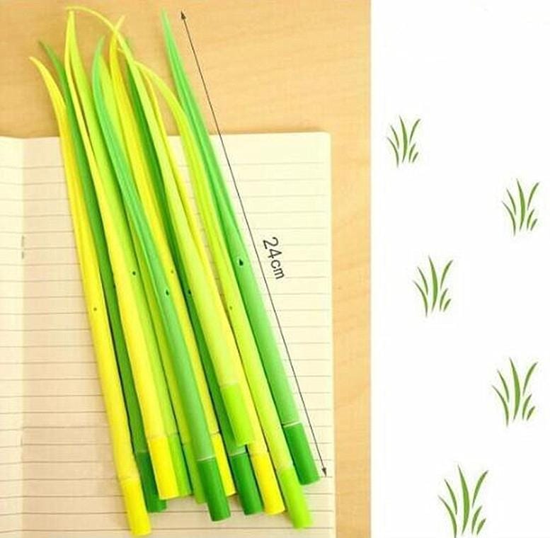 6 PCS Creative Stationery Grass Shape Soft Gel Pen Office Decoration Pen, Written:0.5mm (Black)