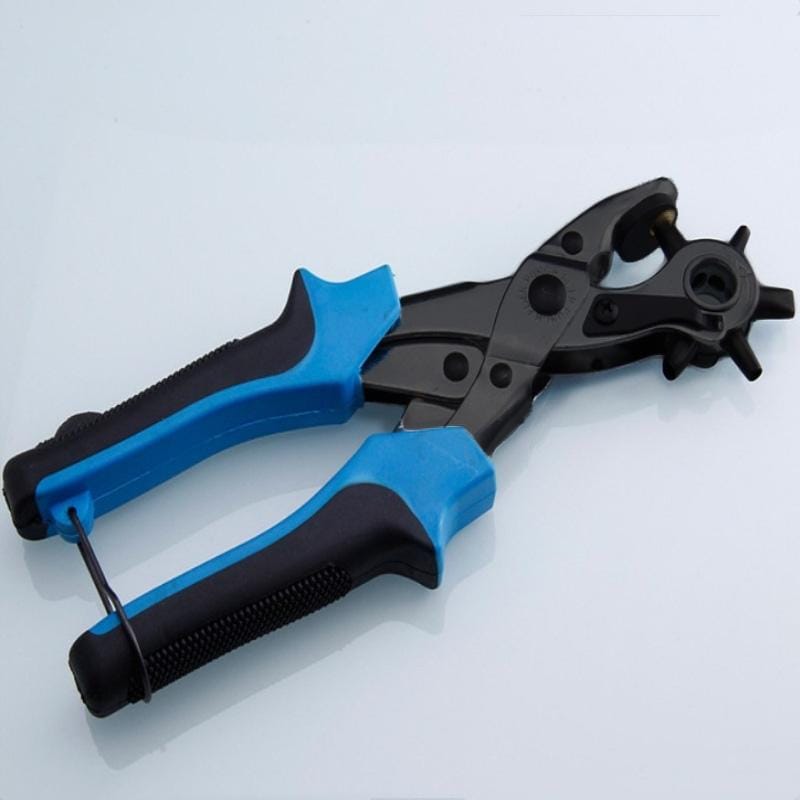 Multifunctional Belt Hole Puncher with 6 Holes Leather Hole Punch for Leather Belts Cards Paper Fabric (Blue)