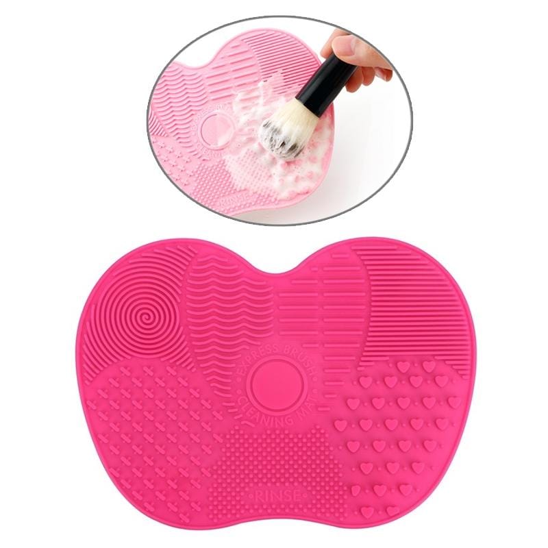 Silicone Brush Cleaner Mat Washing Tools for Cosmetic Make up Eyebrow Brushes Cleaning Pad Scrubber Board Makeup Clean Tool (Rose Red)