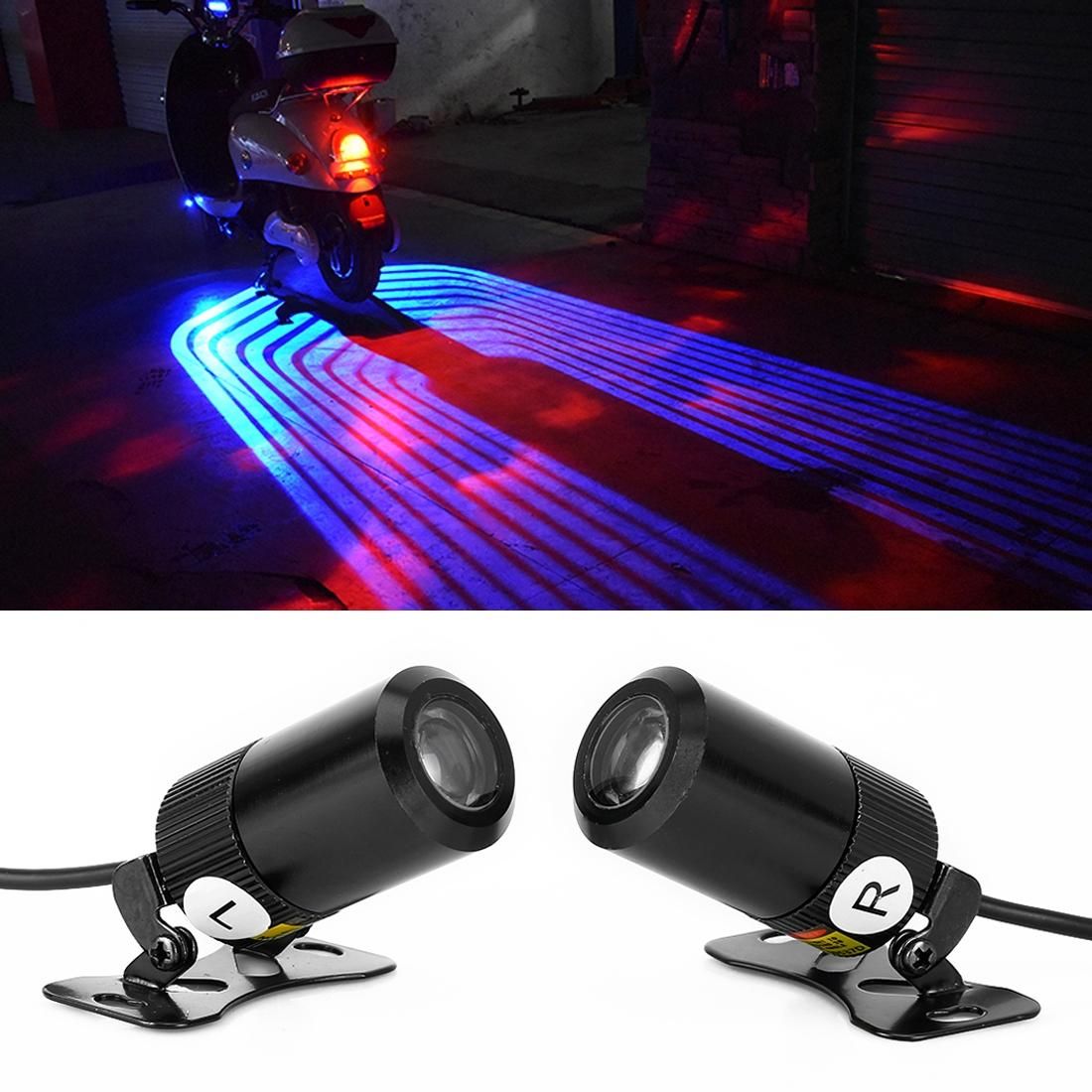 2 PCS DC 8-36V 3W Motorcycle LED Projection Lamp Light, Cable Length: 2.4m (Blue Light)
