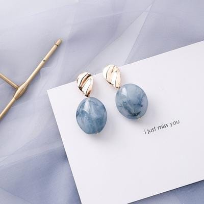 Summer Blue Geometric Acrylic Hollow Drop Earrings for Women Party Beach Jewelry (11057 )