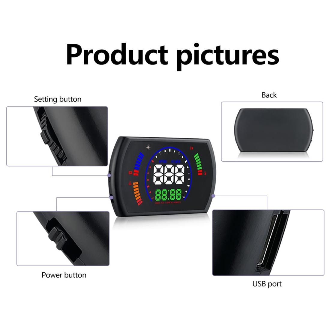 S600 Multi-function HUD 5.8 inch OBD2 Windshield Projector Head-up Display, Speed & RPM & Water Temperature & Oil Consumption & Driving Distance / Time & Voltage Display, Over Speed Alarm