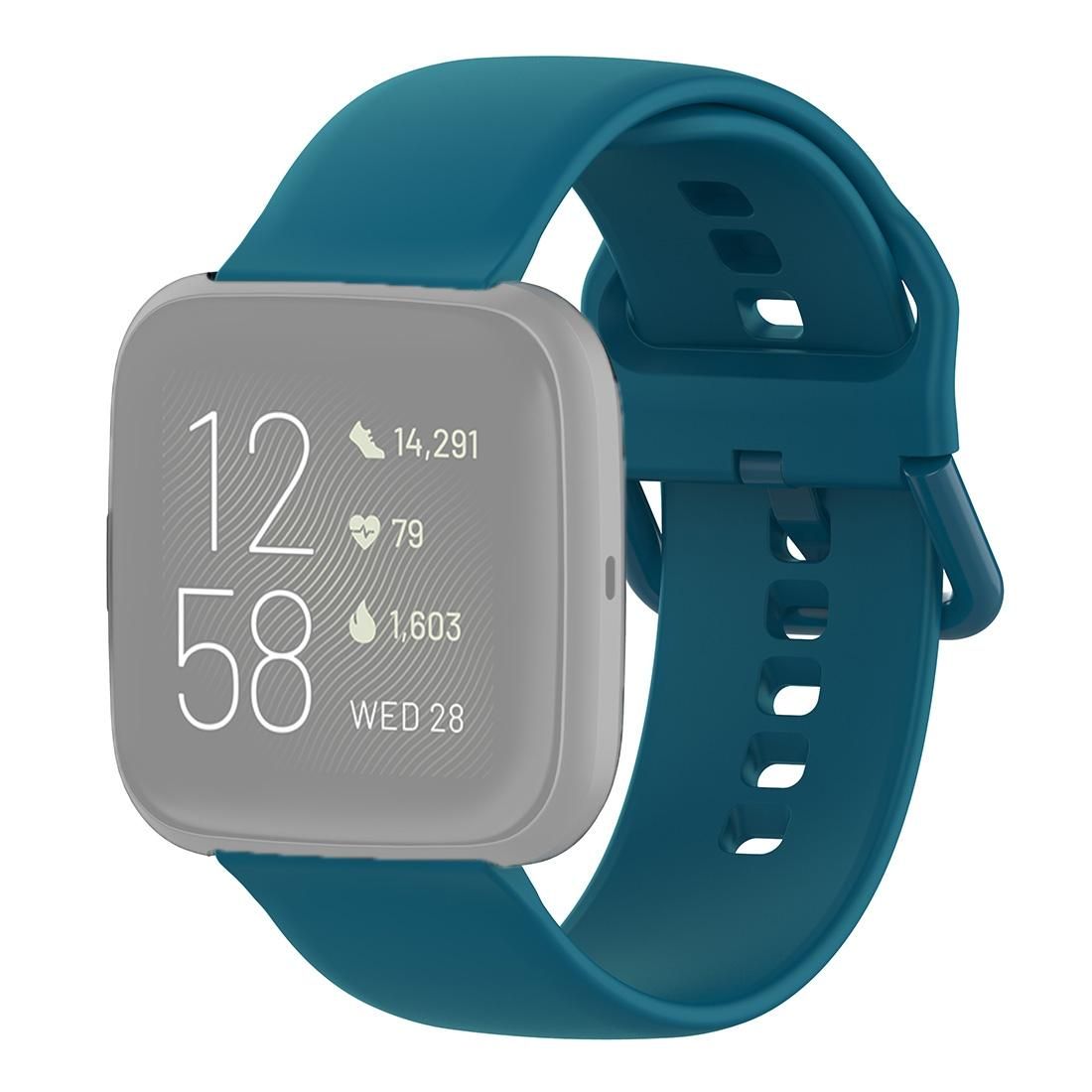 23mm Color Buckle Silicone Wrist Strap Watch Band for Fitbit Versa 2 / Versa / Versa Lite / Blaze, Size: L (Dark Green)