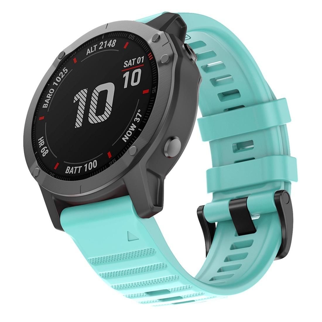 For Garmin Fenix 6 22mm Silicone Smart Watch Replacement Strap Wristband (Mint Green)