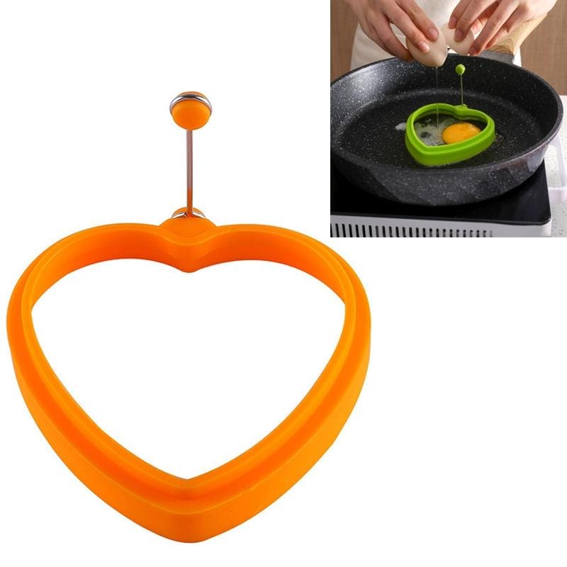 10 PCS Food Grade Silicone Heart-Shaped Omelette Pancake Mold Poached Egg Mold (Heart-shaped Orange)