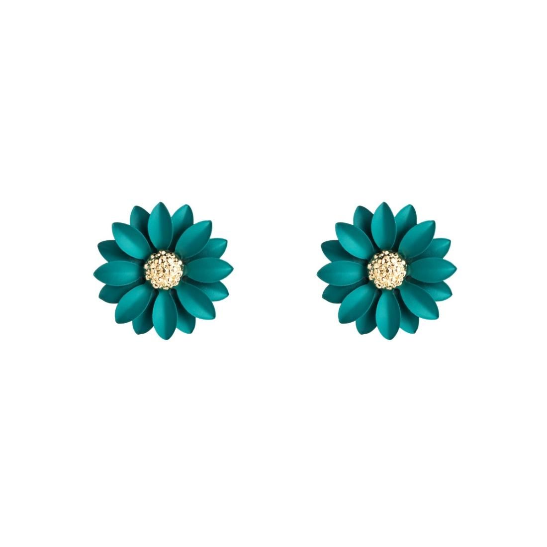 4 Pairs Fashion Temperament Women Flower Earrings (Green)