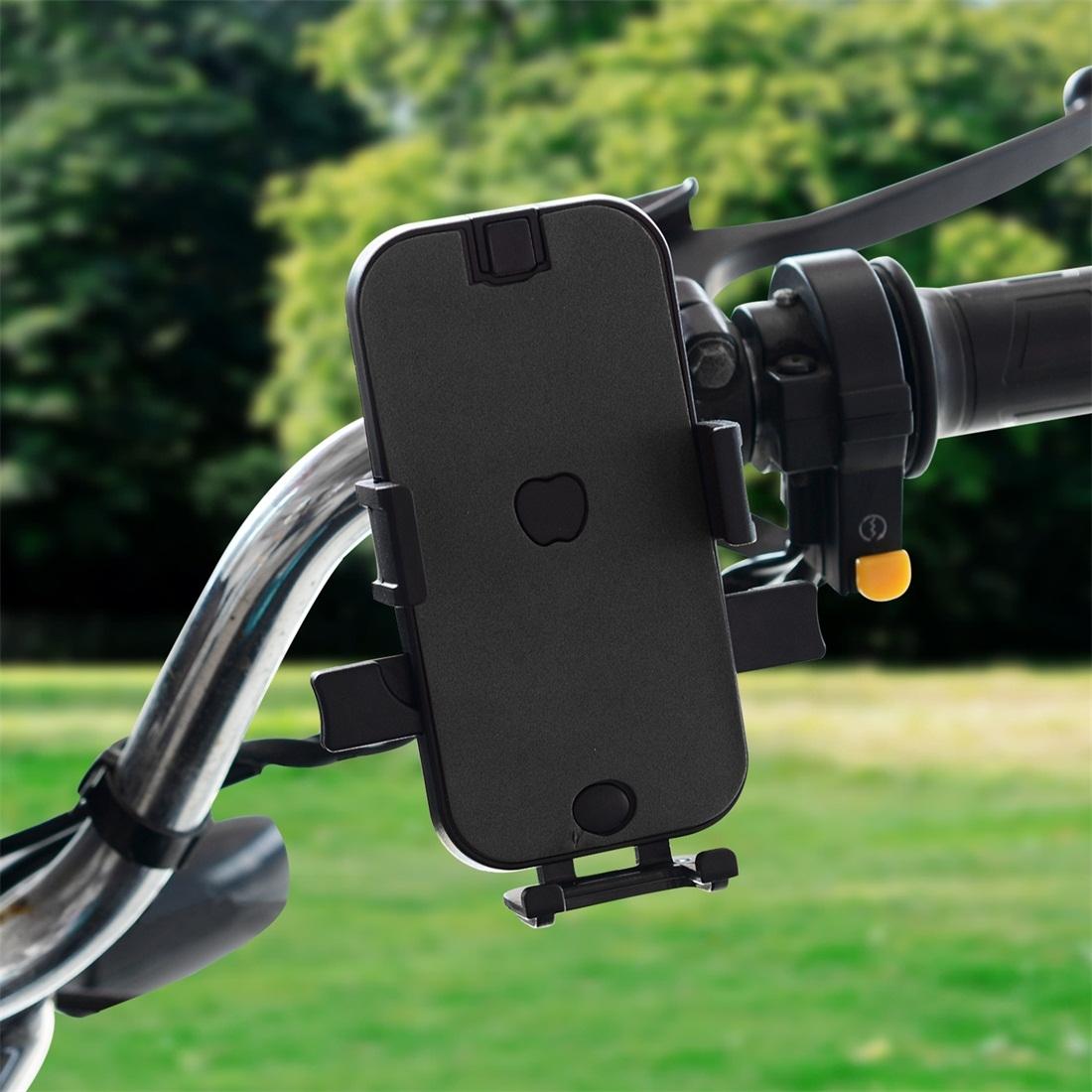 CS-344B1 Motorcycle Automatic Lock Mobile Phone Holder, Handlebar Version (Black)
