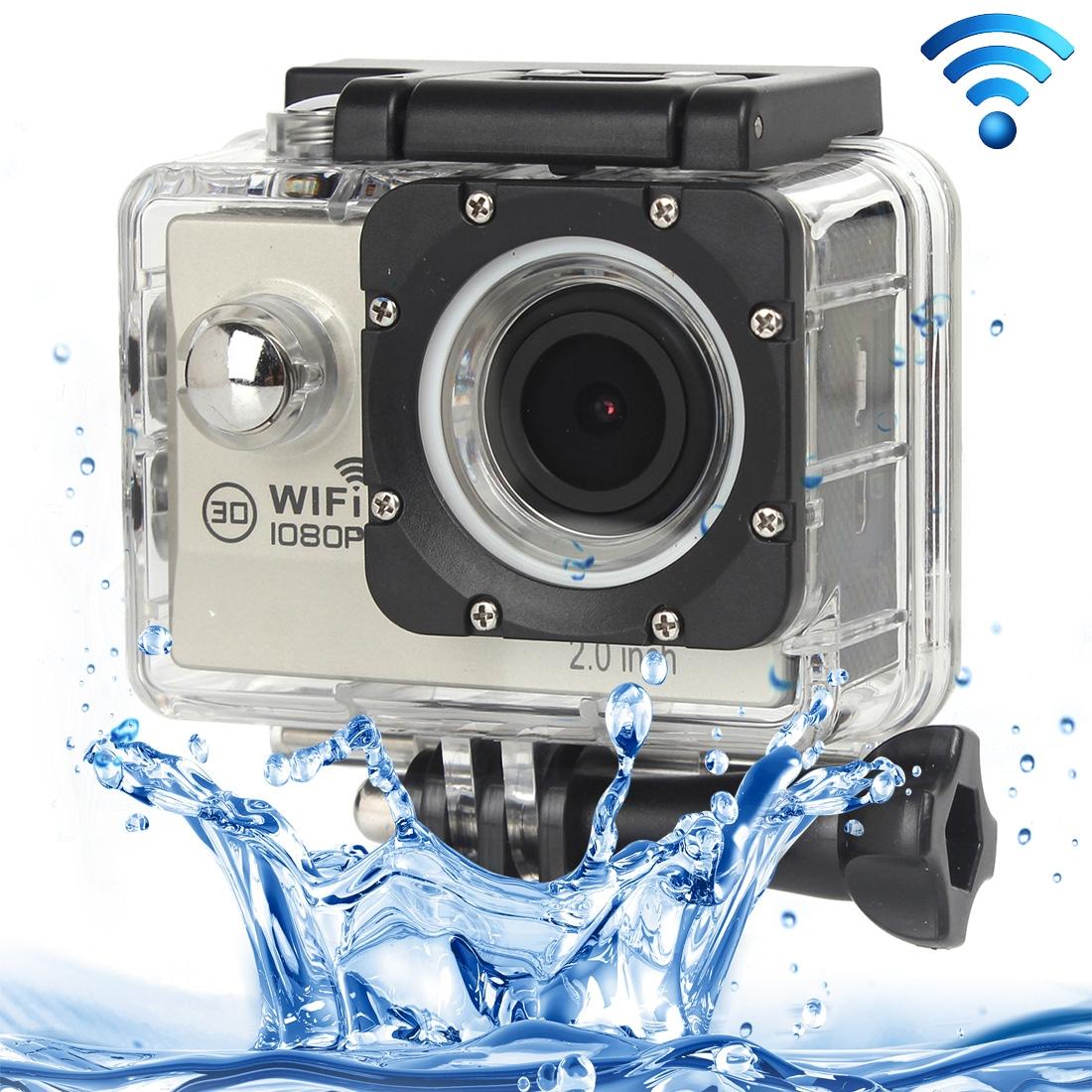 H16 1080P Portable WiFi Waterproof Sport Camera, 2.0 inch Screen,  Generalplus 4248, 170 A+ Degrees Wide Angle Lens, Support TF Card (Silver)