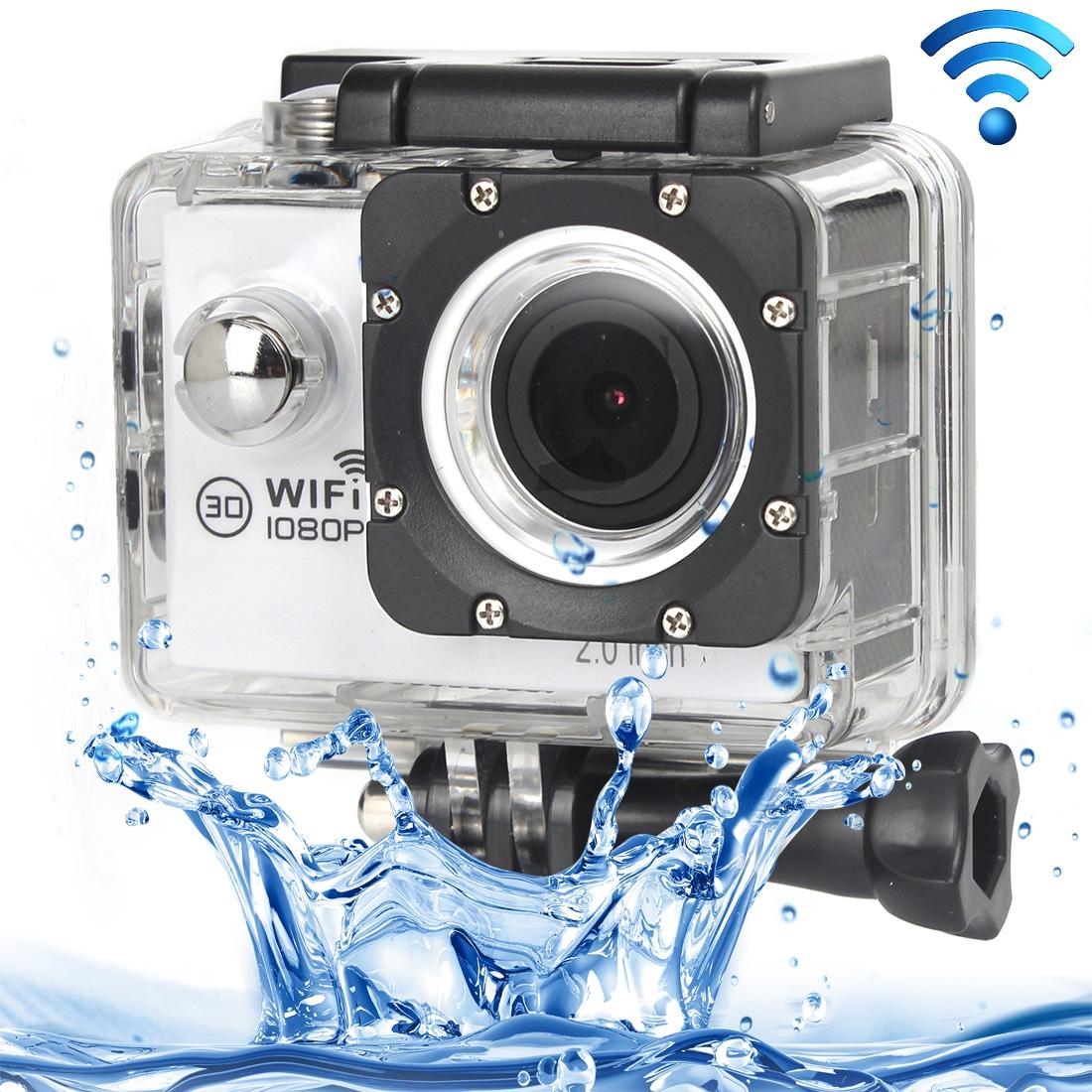H16 1080P Portable WiFi Waterproof Sport Camera, 2.0 inch Screen,  Generalplus 4248, 170 A+ Degrees Wide Angle Lens, Support TF Card (White)