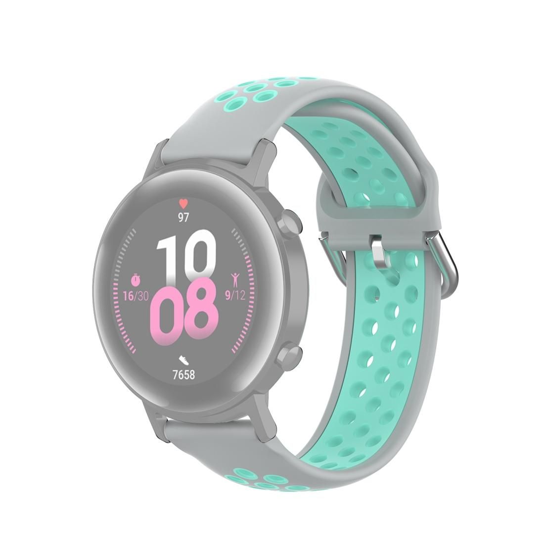 20mm Universal Sports Two Colors Silicone Replacement Strap Watchband (Grey Teal)