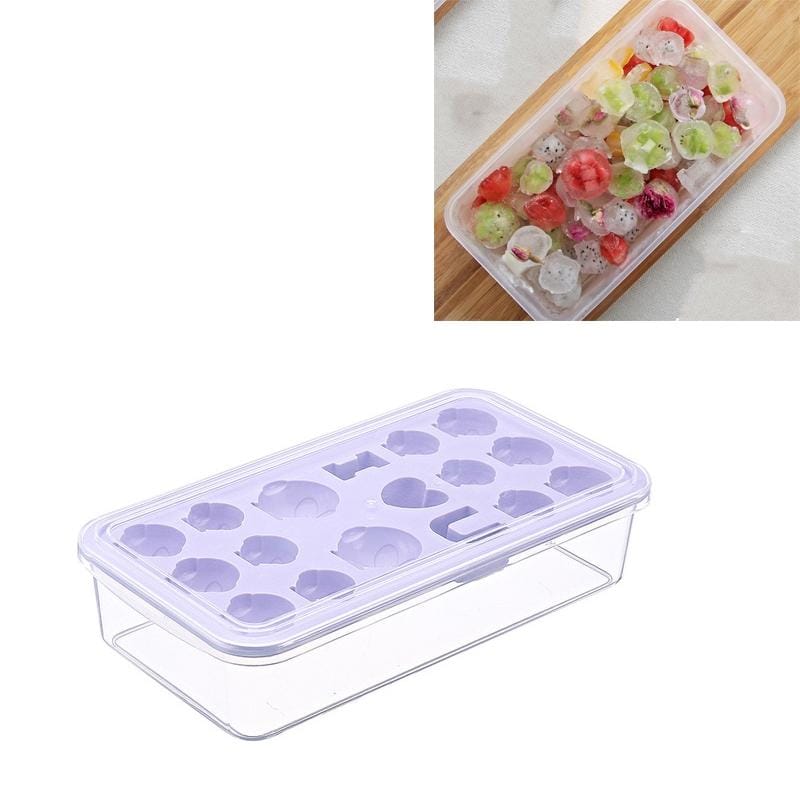 Creative DIY Home Ice Cream Mold Ice Lattice Penguin Shape Homemade Ice Cubes with Lid Ice Box (Purple)
