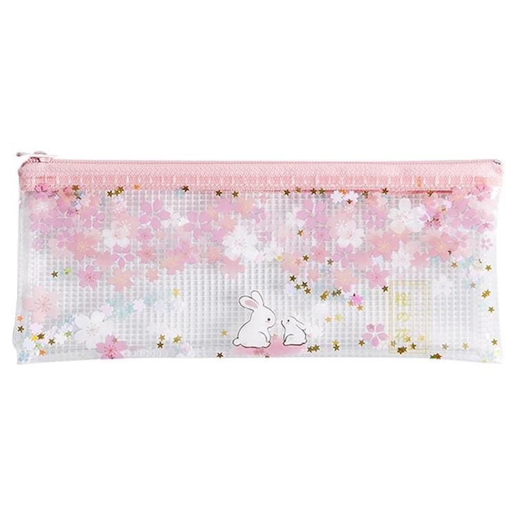 3 PCS Cat in Sakura Sequins Mesh Bag Folder, Color:A5