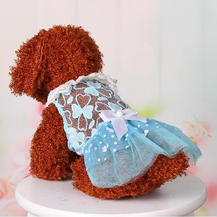 AB060 Lovely Cat Dress Lace Wedding Skirts Dresses for Pets Party Costume, Size:M (Blue)