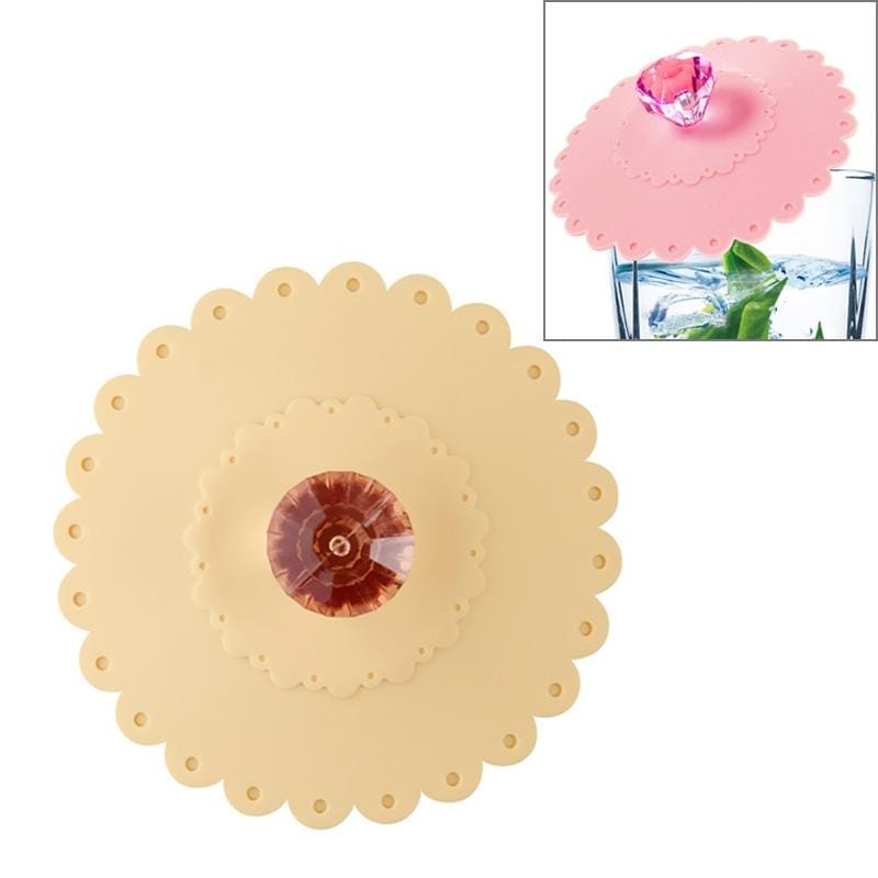 Lace Edge Dust-proof Environmental Protection Silicone Cup Cap (Hami Yellow)