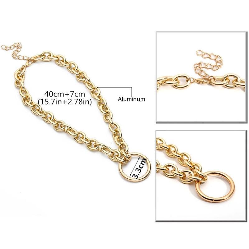 Vintage Punk Metal Circle Simple Necklace Jewelry Sets (Golden Set)