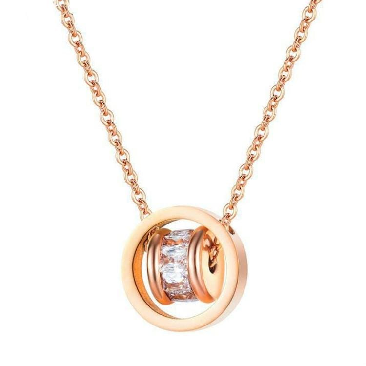 OPK 1642 Double Ring Necklace Clavicle Chain Simple Pendant Wild Necklace Jewelry