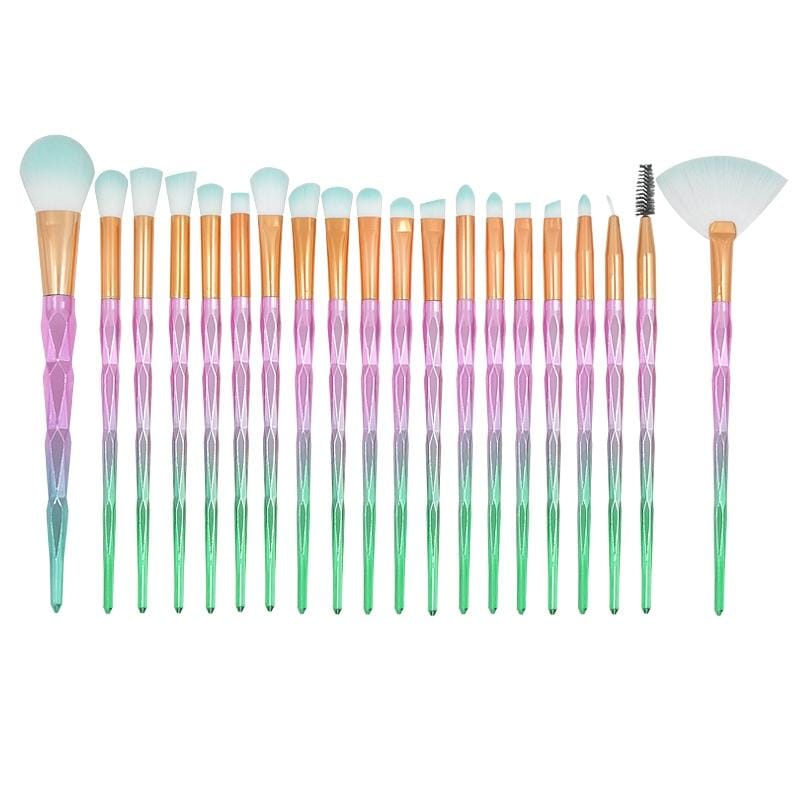 20 in 1 Diamond Handle Eye Brush Multi-functional Makeup Brush, Pink+Blue Handle and Sky Blue Brush (Style5)