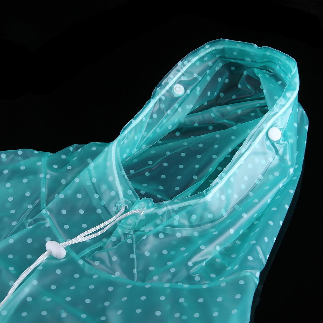 Waterproof Big Hat Crystal PVC Printing Dot Clear Motorcycle Person Poncho Adult Hooded Impermeable Raincoat Outdoor Rain Cape Coat (Green)