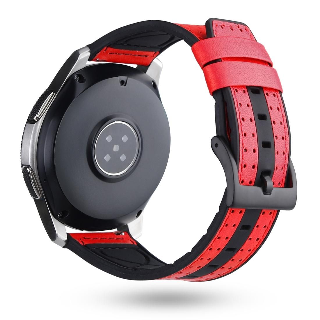 22mm For Huawei Watch GT2e / GT2 46mm Silicone Leather + Carbon Fiber Strap (Red)