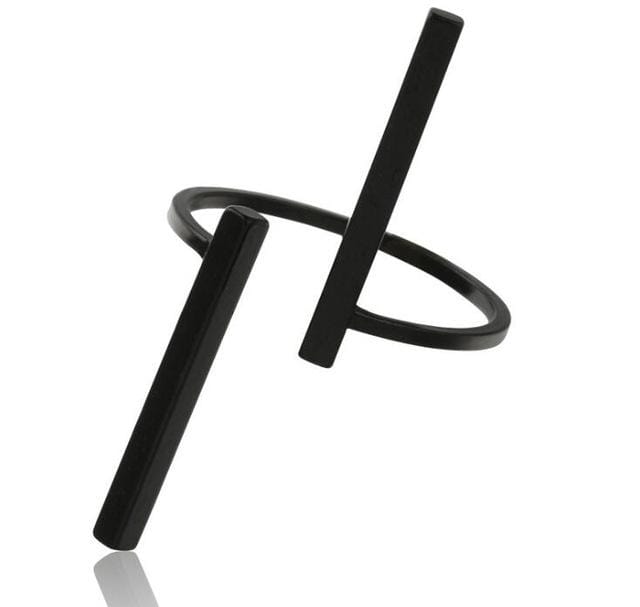 Creative Simple Geometry Opening Finger Rings Personality Jewelry (Black)