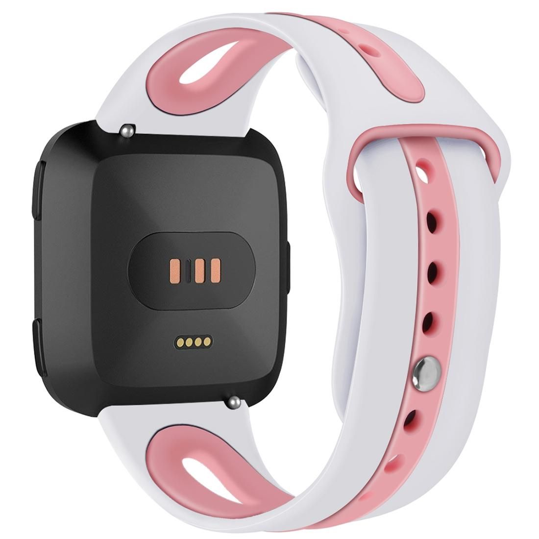 For Fitbit Versa 2 / Fitbit Versa / Fitbit Versa Lite Two Colors Silicone Replacement Strap Watchband, Size:L (Duck White)