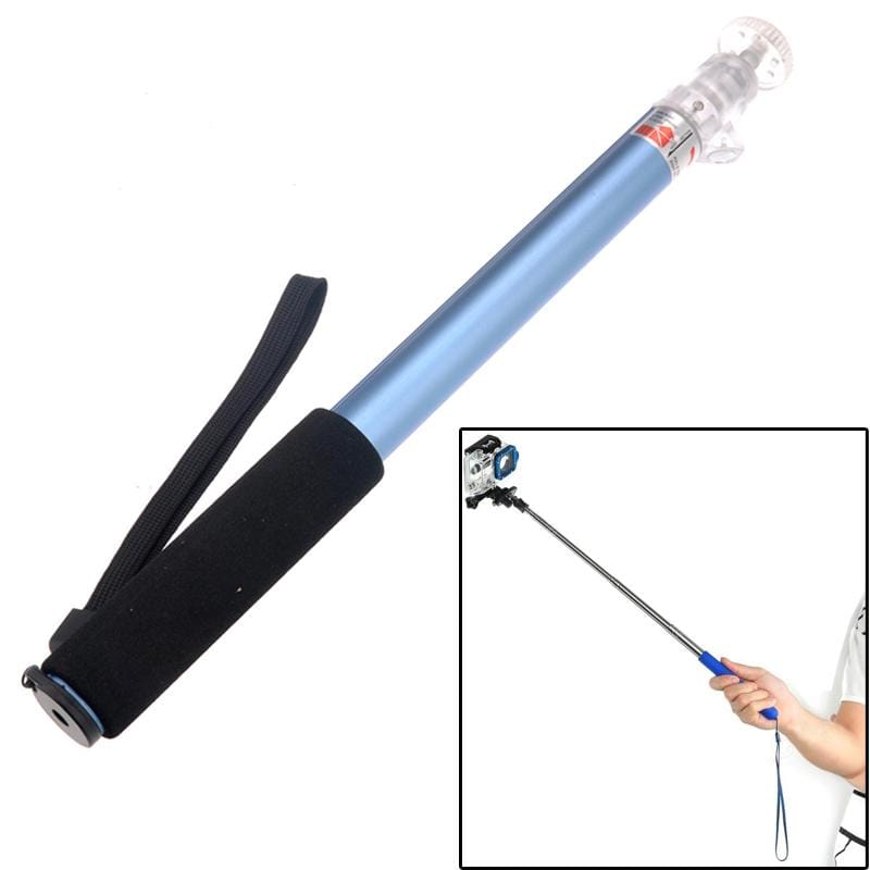 ST-101 Fold Retractable Aluminum Alloy Handheld Monopod with Strap for GoPro Hero 4 / 3+ / 3 / 2 / 1 / Digital Camera, Max Length: 95cm (Blue)