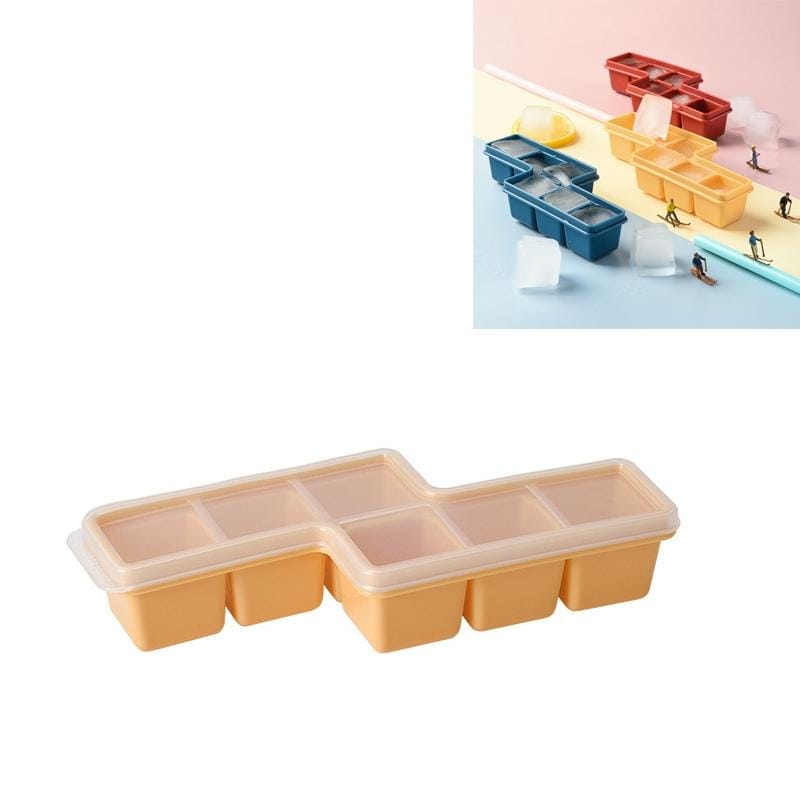 Homemade Building Blocks Style Ice Lattice Mini Creative Silicone Frozen Ice Cube Mould (Yellow)