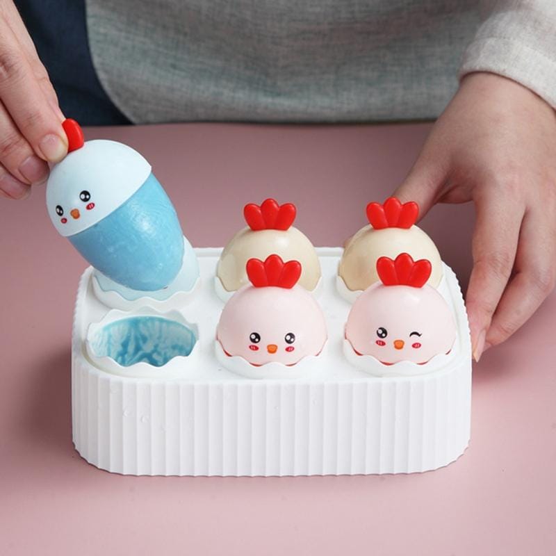 Cartoon Egg Shape Ice Lattice 6 Holes Multi-purpose Popsicle Ice Cream Mold
