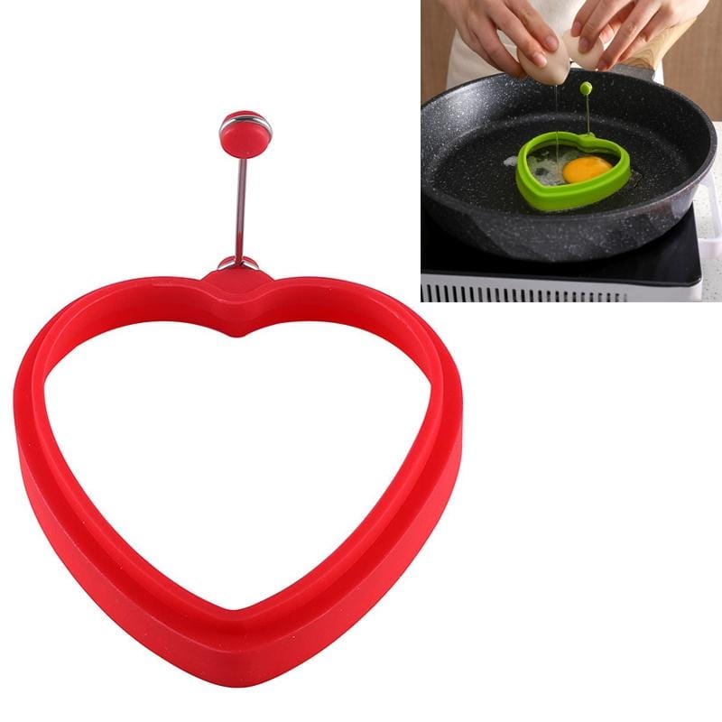 10 PCS Food Grade Silicone Heart-Shaped Omelette Pancake Mold Poached Egg Mold (Heart-shaped Red)