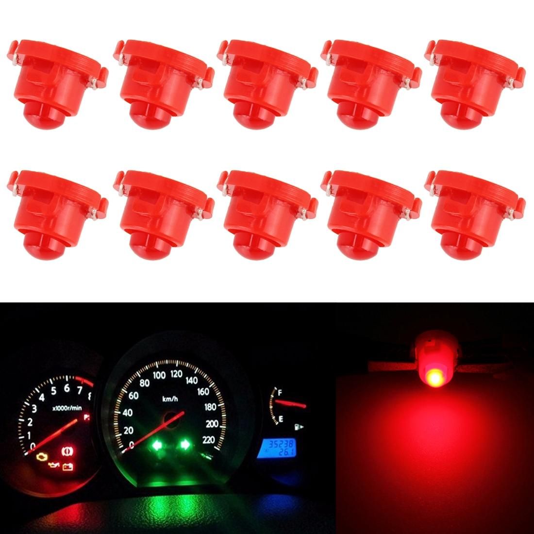 10PCS 2W T4.7 Wedge Instrument Panel LED Light Dashboard Gauge Cluster Indicator Lamp Bulb (Red Light)